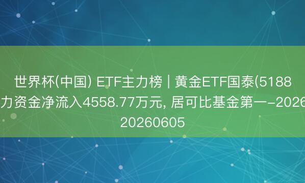 世界杯(中国) ETF主力榜 | 黄金ETF国泰(518800)主力资金净流入4558.77万元， 居可比基金第一-20260605