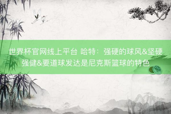 世界杯官网线上平台 哈特:强硬的球风&坚硬强健&要道球发达是尼克斯篮球的特色