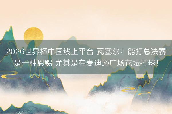 2026世界杯中国线上平台 瓦塞尔:能打总决赛是一种恩赐 尤其是在麦迪逊广场花坛打球!