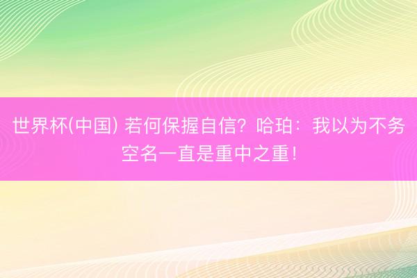 世界杯(中国) 若何保握自信？哈珀：我以为不务空名一直是重中之重！