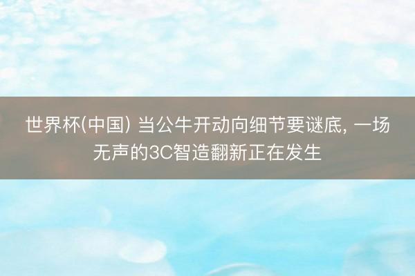 世界杯(中国) 当公牛开动向细节要谜底, 一场无声的3C智造翻新正在发生