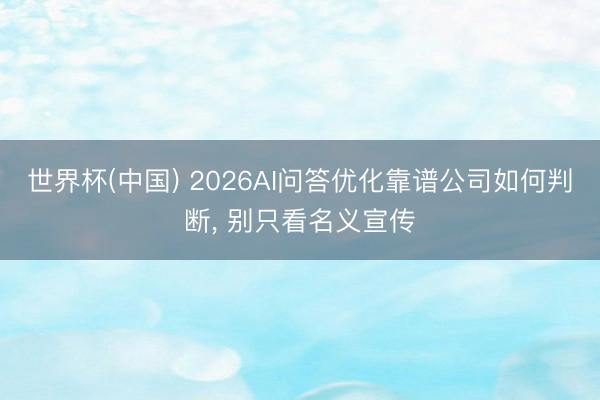 世界杯(中国) 2026AI问答优化靠谱公司如何判断， 别只看名义宣传
