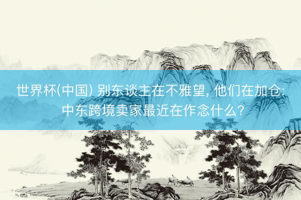世界杯(中国) 别东谈主在不雅望， 他们在加仓: 中东跨境卖家最近在作念什么?