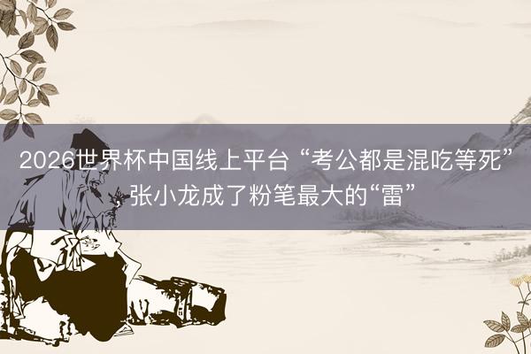 2026世界杯中国线上平台 “考公都是混吃等死”, 张小龙成了粉笔最大的“雷”