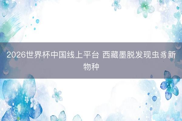 2026世界杯中国线上平台 西藏墨脱发现虫豸新物种