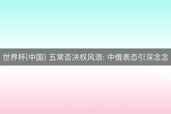 世界杯(中国) 五常否决权风浪: 中俄表态引深念念