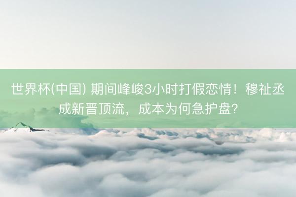 世界杯(中国) 期间峰峻3小时打假恋情！穆祉丞成新晋顶流，成本为何急护盘？