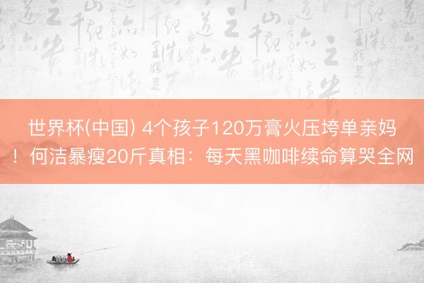 世界杯(中国) 4个孩子120万膏火压垮单亲妈！何洁暴瘦20斤真相：每天黑咖啡续命算哭全网